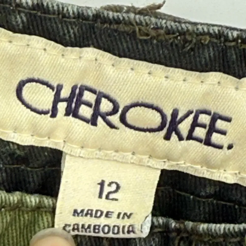 Y2K Cherokee Boys Camo Cargo Pants Sz 12 Green 100% Cotton Pockets Utility - Picture 6 of 8